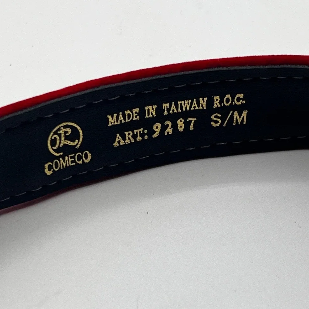 Vintage Comeco Belt Red‎ Velvet Embroidered Geometric Pattern Size S/M KIDS